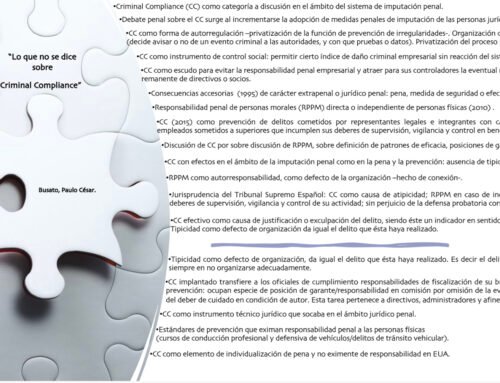 Criminal Compliance / Aspectos relevantes de lectura recomendada: «Lo que no se dice sobre Criminal Compliance», Pablo César Busato.